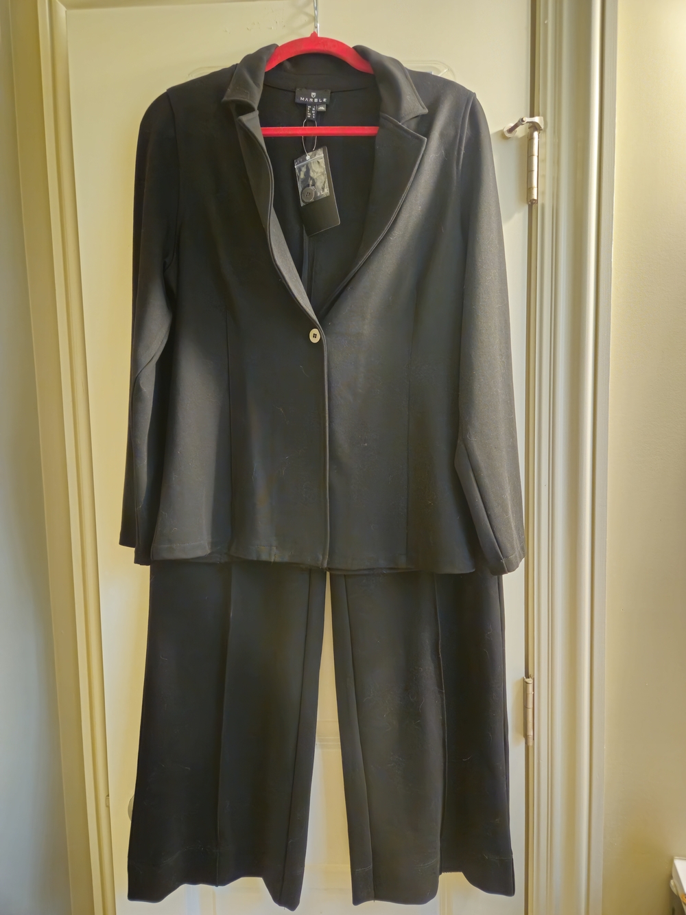 MARBLE Black Wide-Leg Trouser Suit Set NWT | Blazer + Pants | Minimalist Chic - Picture 3 of 9